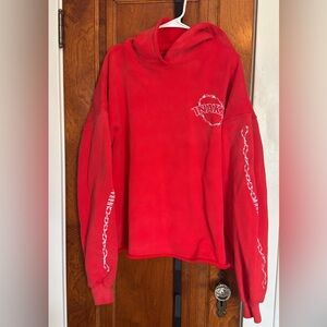 Red Inaka Power Boxy Hoodie with Barbed Wire Design